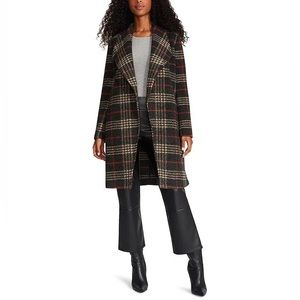 Steve Madden plaid wool-like trench coat jacket